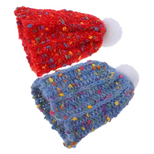 HAPINARY Doll Wool Hat Set Mini Beanies for Craft Fluffy Small Christmas Hat Pet Dollhouse Decor