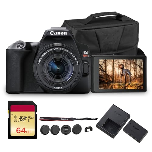 Canon EOS Rebel SL3 DSLR Camera with 18-55mm Lens (Black) | 24.1MP APS-C Sensor, Dual Pixel AF & 4K Video | Great for Beginners & Everyday Photography (3453C002) + 64GB Card + Bag