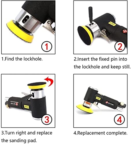 ATAAY Buffer Air Sander Mini Pneumatisches 2-Zoll-3-Zoll-Schleifmaschinen-Set zum Autopolieren Hochgeschwindigkeits-Luftpolierer-Luftwerkzeug + Schwamm Effizientes Polieren – Bild 5