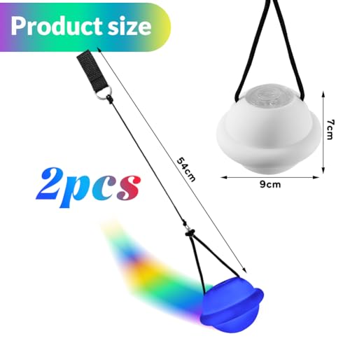2 Stück LED Poi Bälle Set – Leuchtende Jonglierbälle mit Regenbogenfarben & Strobe-Effekt, verstellbare Doppelschlaufen, Glow Pois für Kinder & Erwachsene, Anfänger & Profis, Lightpainting Zubehör