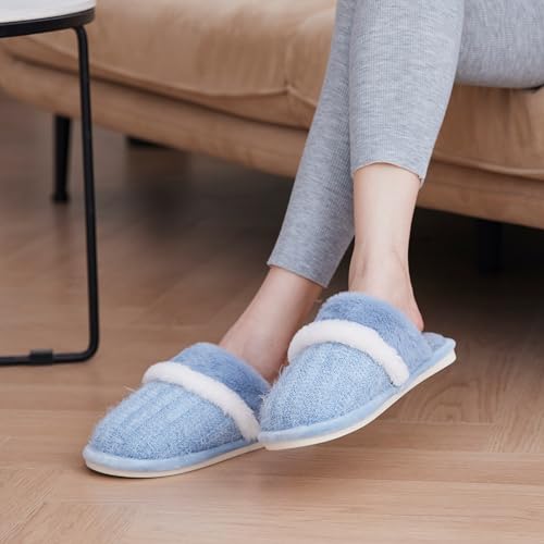 Image of GOEWY Cozy Slippers for Women Indoor and Outdoor Fuzzy House Shoes with Memory Foam Anti-Skid Sole Gifts for Women Mom Ladies