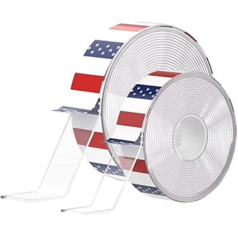 Lancord 2Pcs Double Sided Tape Heavy Duty Multipurpose Clear Mounting Tape Removable Nano Tape, Strong Sticky Two Sided Wall Tape (20FT x 1" x 0.07" + 10FT x 1" x 0.07") Cover