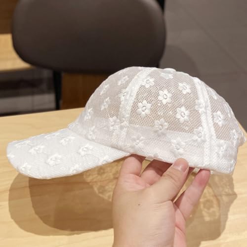 Gorra blanca de encaje con visera ajustable para verano miniatura 7