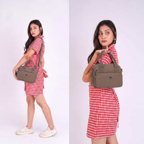 Image of TS WITH TECHSUN Small Women Crossbody Sling Bag Handbag for Travel Office Use, Water Resistant Nylon Shoulder Purse, Adjustable Strap Multipocket Organizer (25(L) X 19(H) X 9(W) CM)