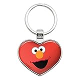 GRAPHICS & MORE Sesame Street Elmo Face Keychain Heart Love Metal Key Chain Ring