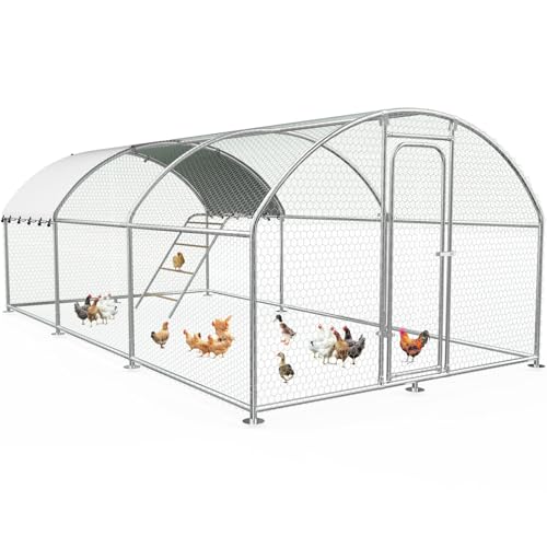 Image of 19.7x9.7 FT Extra Large Metal Chicken Coop, Walk-in Poultry Run