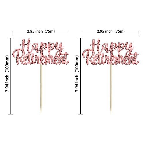 Gyufise 36 Pack Happy Retirement Cupcake Toppers Glitter Retired Cupcake Picks Retirement Theme Birthday Party Cake Decorations Rose Gold #TOP1