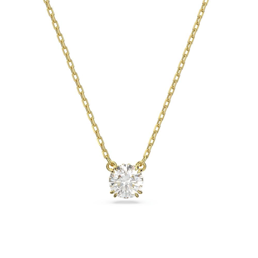 Swarovski Constella pendant, Round cut, White, Gold-tone plated