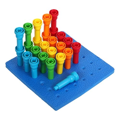 MUSISALY Juego de Tablero de Clavijas Montessori, 25 Piezas de Clavijas de Hongo de Plástico Duradero, Juguete Educativo para Clasificar Colores y Desarrollar Motricidad Fina
