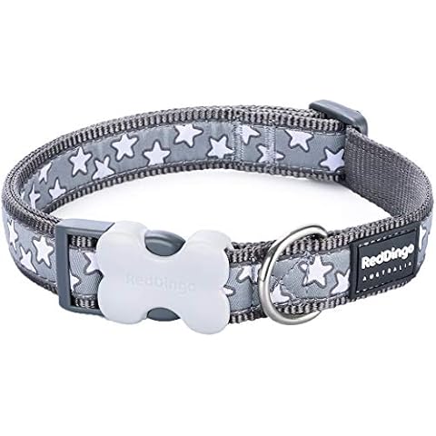 Red Dingo Stars Cool Grey Dog Collar Cover