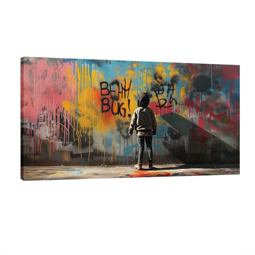 Tableau Banksy giclée haut de gamme, œuvre sur toile encadrée 50x102 cm