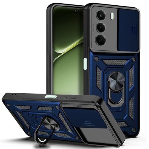 Image of AESTMO Tough Armor OnePlus Nord CE 6 Lite 5G Bumper Back Case Cover | Ring Holder & Sliding Camera Shield Cover | 360 Degree Protection Back Case Cover for OnePlus Nord CE 6 Lite 5G (Blue)