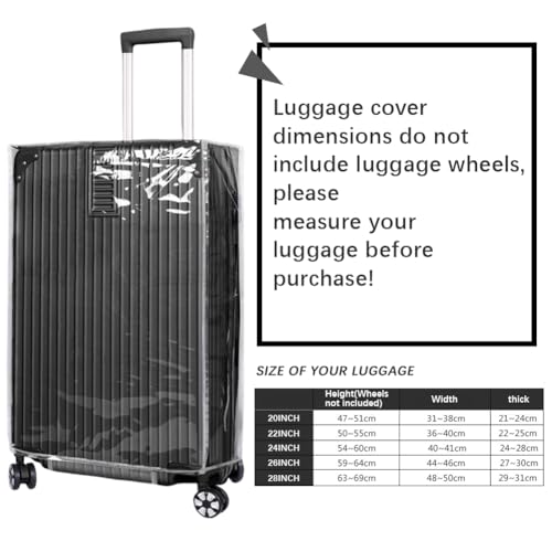 PVC Luggage Protector 24 Inch Transparent Suitcase Cover Clear Heavy Duty Waterproof Dustproof Antiscratch Approved Protective Sleeve Case for Wheeled Suitcases Travel Airplane Supplies4