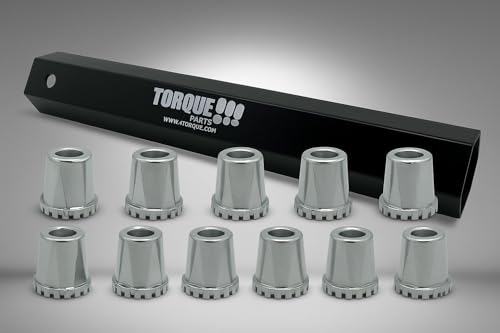 TORQUE Remover Tool Socket w/ 10 Pack Starlight Lug Nut Covers for Semi Truck 33 mm Lug Nuts (Universal Fit) for Volvo & Peterbilt & Kenworth & Mack & Freightliner Semi Trucks (TR10259)