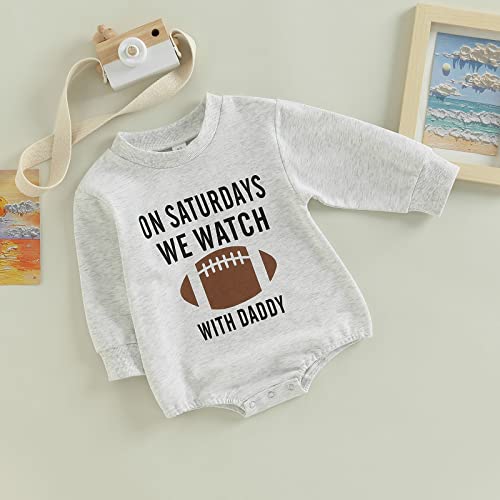 Infant Baby Girls Boys Romper Rugby Letter Print Round Neck Long Sleeve Jumpsuits Spring Autumn Casual Bodysuits (Saturday With Daddy, 3-6 Months) #TOP4