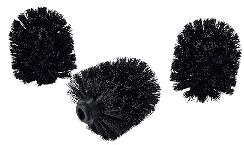 Bambelaa! Lot de 3 têtes de brosse WC de rechange 80 mm/8,0 cm avec filetage M12/12 mm pour brosse WC Noir Longueur 9 cm