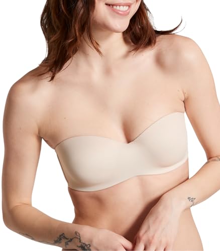 Victoria's Secret Pink Wear Everywhere Strapless Lightly Lined Bra, Adjustable Straps, Marzipan, 32D