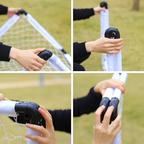 LZHDZQD Kids Football Goal for Children Toys Mini Football Goals for the Garden + Indoor + Outdoor Children Toy (35.43in x 23.62in Portable Foldable Goals Small White) - Image 4