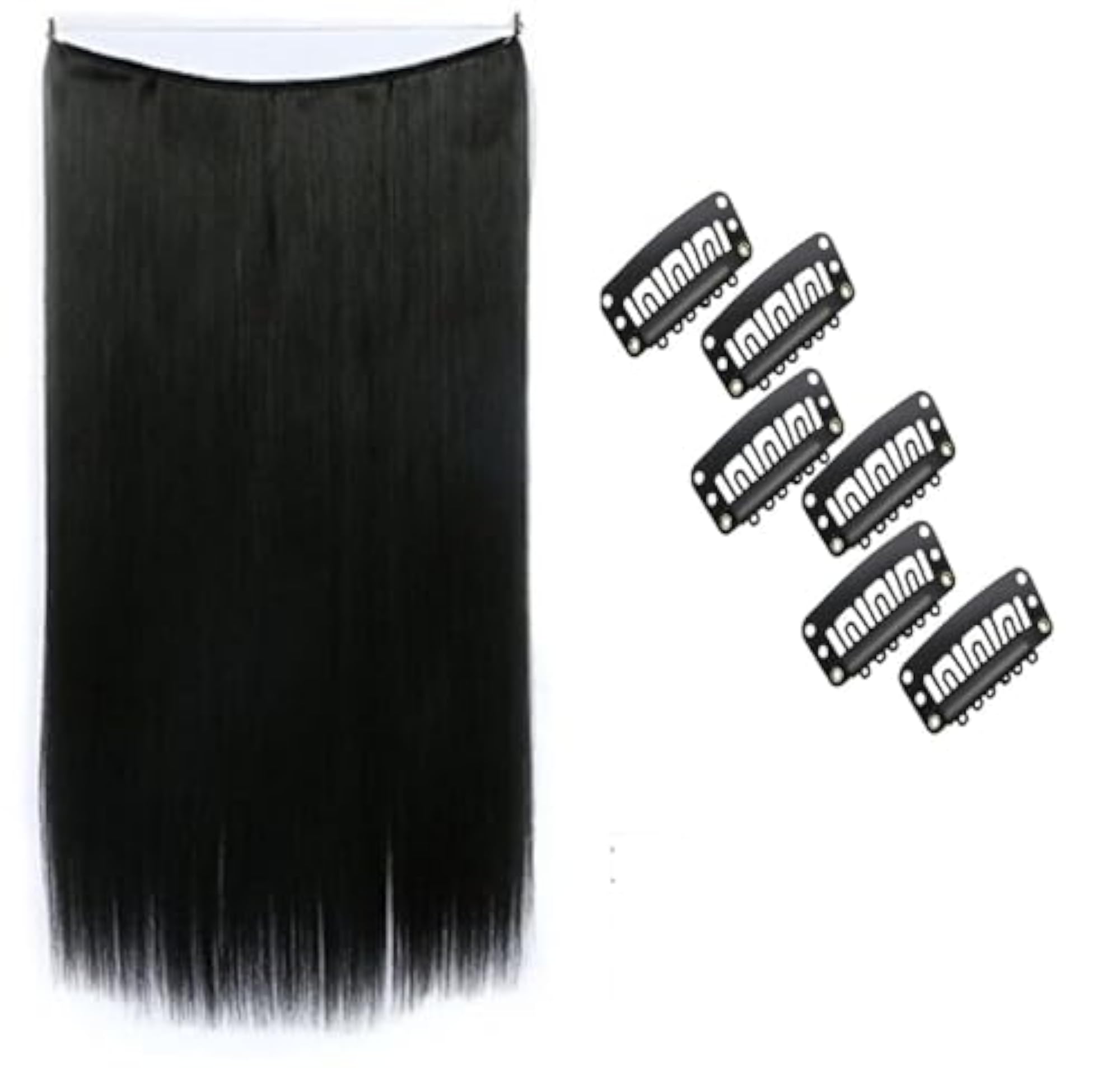 Invisible Hidden Wire Synthetic Hair Extensions, Black