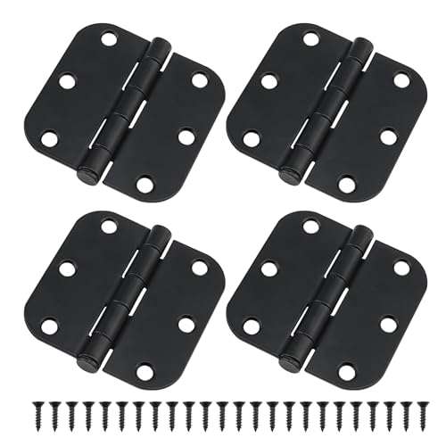 MANCHAP 2 Pair 3 Inch Black Ball Bearing Door Hinges, 76 x 76mm Black Butt Hinges for Internal, Shed, Timber Door