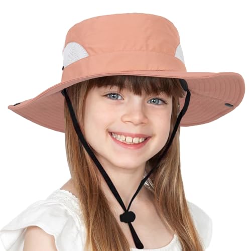 Kids Girls Summer Sun Hat - Wide Brim Sun Protection Outdoor Bucket Hat Safari Beach Hat (for 5-9 Years)