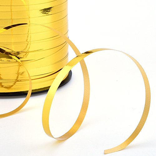 3/16 Inch Crimped Curling Ribbon Balloon Ribbon Spool 500 Yard For Christmas Balloons Or Gift Wrapping(Metallic Gold) #TOP5