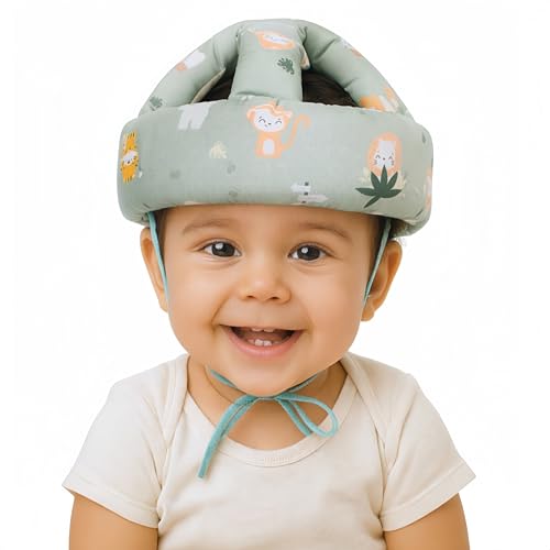 Image of Kiddough Head Protector for Baby Safety | 6 Months-3 Years | Proper Air Ventilation for Kids and Toddlers | Secure, Fit & Comfort Lightweighted Helmet (Animal Print)