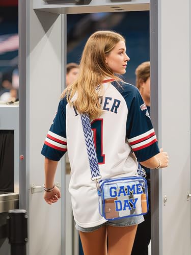 Clear Bag for Stadium Events - GAME DAY Pattern 9" x 7" x 2.5" PVC Clear Crossbody Bags with Adjustable Strap for Women Men3