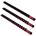 Olsa Tools | 3 Pc Set Aluminum Socket Organizer | 1/4-Inch Drive x 20 Clips, 3/8-Inch Drive x 18 Clips, 1/2-Inch Drive x 16 Clips | Premium Quality Socket Holder (RED)