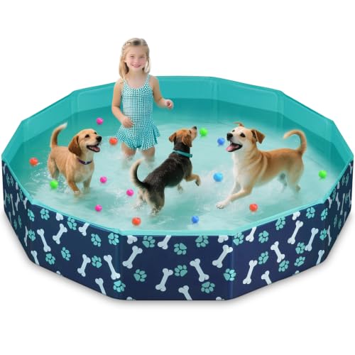 HaoVrisn Hundepool Große Hunde, Planschbecken für Kinder Hundepool Faltbar, rutschfeste und Verdickt PVC, Plantschbecken mit Flicken und Ablassventil (160x30CM)