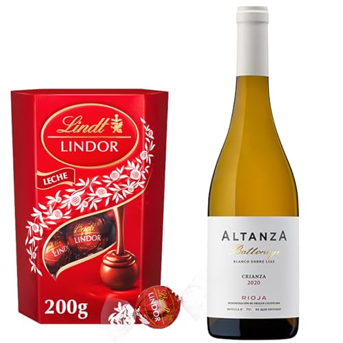 Altanza - Blanco sobre Lías | Incluye bombones Lindor 200g | Vino untuoso y elegante | Detalle con distinción | Regalo ideal para sibaritas