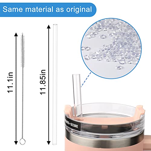 AIERSA 6 Pack Replacement Straws Compatible Stanley 40/30oz Tumbler,Reusable Plastic Clear Straw,12Inch Tall Long Drinking Straws with Cleaning Brush for Stanley Cup Accessories
