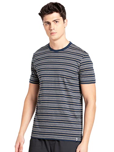 Image of Jockey 2717 Men's Super Combed Cotton Rich Striped Round Neck Half Sleeve Regular Fit T-Shirt