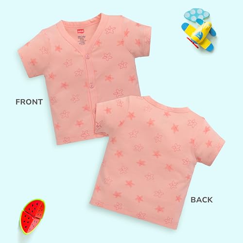 Image of LuvLap Baby Girls Regular Fit 100% Cotton Half Sleeves Girls Jhabla Shirt Pack of 4