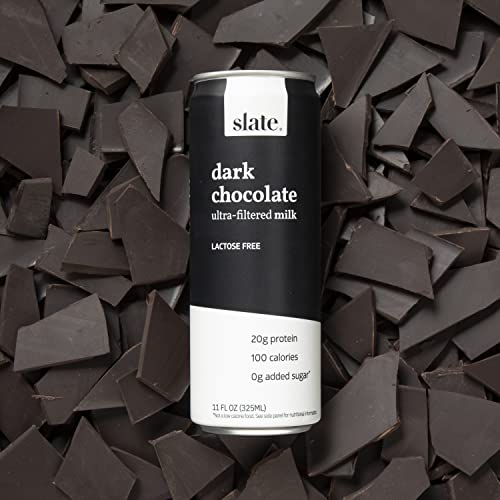 Slate Milk - High Protein Shake, Dark Chocolate, 20G Protein, 0G Added Sugar, Lactose Free, Keto, All Natural (11 Oz, 12-Pack) #TOP3