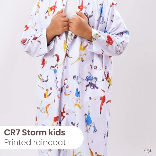 Image of Haus and Kinder Kids Raincoat with Hood - 1 Piece | Waterproof, Light Blue, Age 6-10, with Pockets