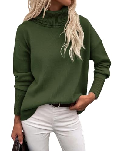 Image of Zeagoo Women's Turtleneck Sweater 2026 Fall Winter Chunky Knitted Pullover | High Low Hem Trendy Basic Jumper Top, Long Sleeve Casual Knit Pullover 2026, Fall Fashion Outfits, Winter Clothing for Women