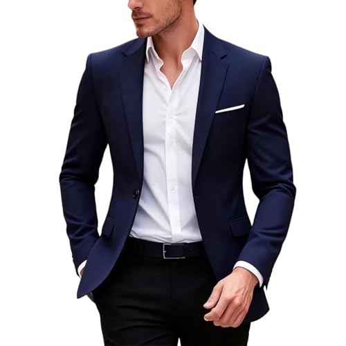 Dovford Mens Business Blazers Long Sleeve Notched Lapel Single-Breasted Suit Coat Casual Dressy Loose Fit Work Office Jacket