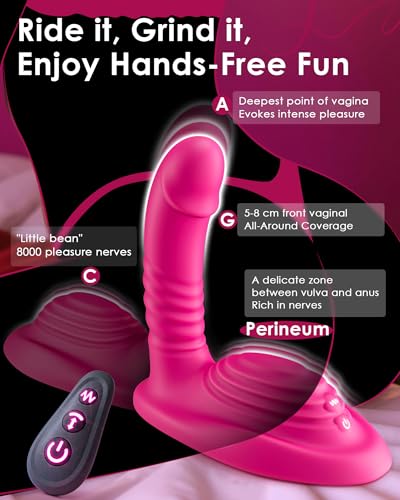 Riding Grinding Thrusting Dildo Vibrator - Remote Control Sex Grinders with 9 Thrusts & Vibrations for Clit Perineum G Spot Anal Stimulation, Women Female Sex Toy Adult Toys & Games Sex Machine Dildos - Image 3