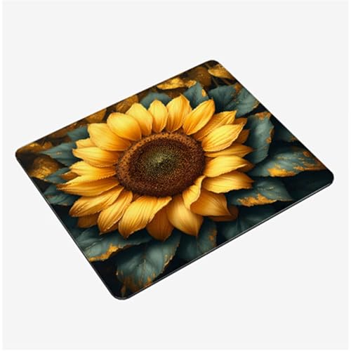 Alfombrilla Ratón Girasol Mini Mousepad 29x24cm, Flor Alfombrilla Gaming, Tapete Escritorio con Bordes Cosidos, Protector Escritorio con Base Goma Antideslizante Oficina Accesorios Gaming S0-474