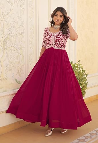 Image of Fashion Basket Georgette Embroidered Anarkali Dress for Women