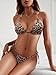 Sucrefas Women's Triangle Bikini Tops String Sexy Halter Push Up Padded Swimsuit Top Leopard XXL