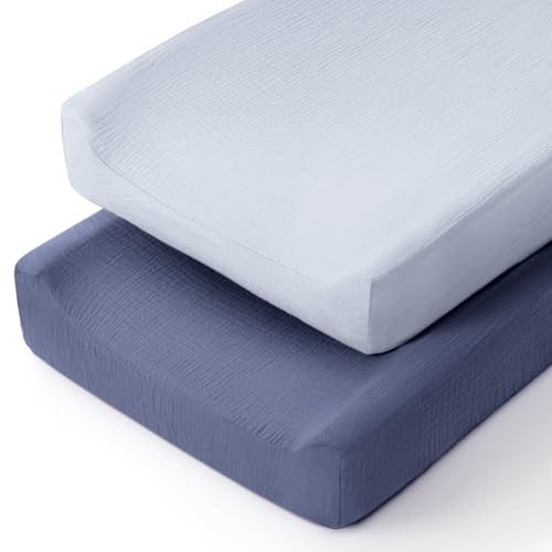 lulumoon Muslin Changing Pad Cover: Baby Diaper Changing Table Pad Cover - Changing Pad Sheets for Girls Boys by lulumoon - Used condition - US$14.33