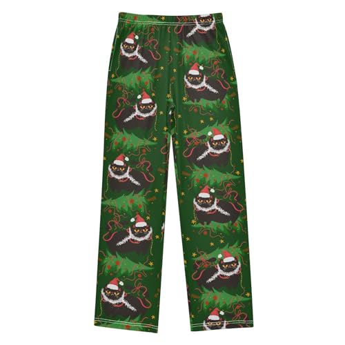 Boys' Pants Christmas Cat Animal Tree Long Bottoms Jogger Pants Elastic Waist Trousers with Pockets S-XL