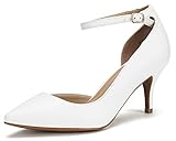 DREAM PAIRS Women's Ideal White Pu Low Heel Dress Pump Shoes - 8.5 M US