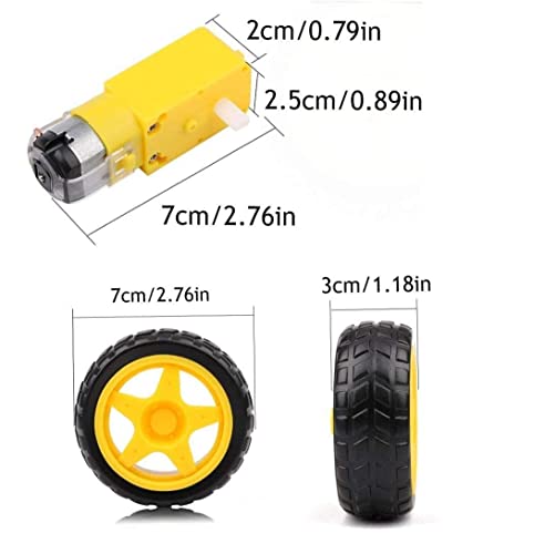 Image of AVS COMPONENTS Dc Bo Dual Shaft Smart Plastic Car Robot Gear Motor For Arduino - Yellow, Pack of 2 (2 Motor + 2 Wheel)