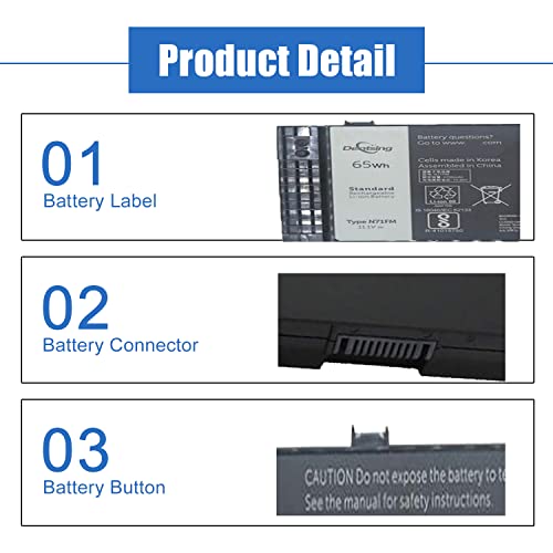 Image of N71FM Battery Compatible with Dell Precision M4600 M4700 M4800 M6600 M6700 M6800 Series Notebook PG6RC FJJ4W T3NT1 11.1V 65Wh /5700mAh 6-Cell