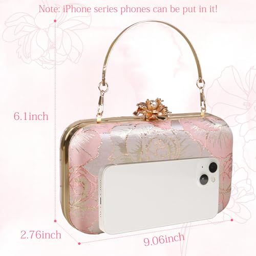 Women's Floral Evening Clutch Bags Small Vintage Clutch Purses for Women Wedding Party Prom with Chain - Image 3