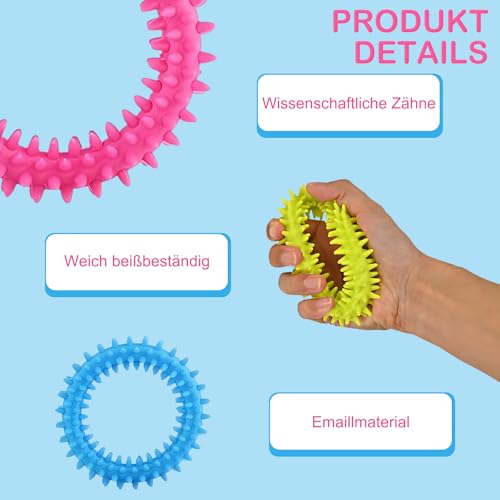 YSHODGU 3 Stück Kleiner Hund Ring, Welpe Zähne Kauen Spielzeug, für 360° Saubere Oral Haustierzähne und Beruhigen Juckreiz