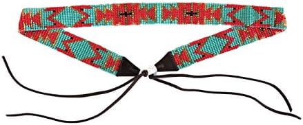Hat Band, Beaded Hatband Southwestern Cowboy or Cowgirl Hats, Leather Ties, Handmade in Guatemala 7/8 Inches x 21 Inches